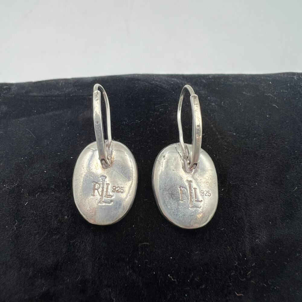 Vintage Lauren Ralph Lauren Sterling Silver Oval Earrings - Picture 3 of 5
